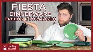 Fiesta Dinnerware Green Comparison  Meadow Vintage Sea Mist Chartreuse p86 Evergreen Shamrock [upl. by Harris]