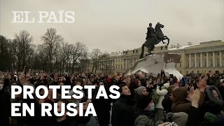 PROTESTAS en RUSIA en apoyo al opositor ALEXÉI NAVALNI [upl. by Konopka]