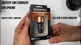 Fastest Car charger for iPhone 1415 and Android phone  65w SUPERFAST charger from Duracell [upl. by Lawlor]