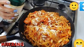 real eating meat balls pasta 🍝 pickles  mukbang 😍😍 [upl. by Olathe715]