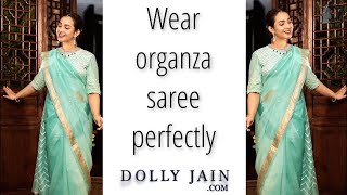 How to wear Organza saree in nivi style perfectly  Ulta Pallu  Dolly Jain [upl. by Enomal]