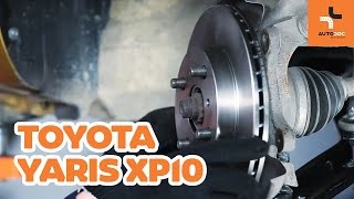 Hoe een remschijven vooraan van remblokken vervangen op een TOYOTA YARIS XP10 HANDLEIDING  AUTODOC [upl. by Heimer602]