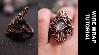 Full Tutorial Wire Wrapped Ring with Oval Cabochon  Handmade Ring Tutorial  Wire Wrapping Tutorial [upl. by Nadnal82]