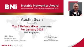 BNI Singapore Recognitions of Month February 2024 [upl. by Adorne]