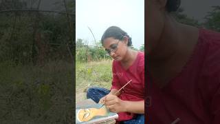 মুরগির পালোকের তুলি দিয়ে drawing করলাম 🎨 drawing shorts minivlog [upl. by Nonek]