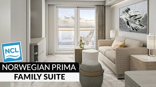 Norwegian Prima  Family Suite with Master Bedroom amp Balcony Tour amp Review 4K  NCL PR1MA Cat SJ [upl. by Airdnazxela]