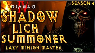 S4 EZ Shadow Lich Summoner Necromancer Build Diablo 4 [upl. by Oicangi]