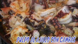 PULPO al AJILLO con GAMBAS receta tradicional recetas en 10 minutos [upl. by Elum]