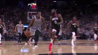 James Hardens Nolook Block on DeMar DeRozan vs Raptors 301118 [upl. by Akoyin]