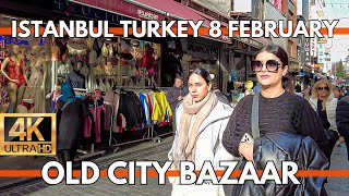 ISTANBUL TURKEY OLD CITY BAZAAR 4K ULTRA HD WALKING TOUR VIDEO  8 FEBRUARY 2024 [upl. by Verney]