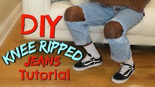 DIY Knee Ripped Jeans Tutorial [upl. by Assennev315]