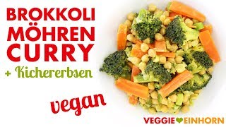 Veganes BROKKOLIMÖHRENCURRY mit Kichererbsen und Kokosmilch [upl. by Quinta]