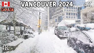 🇨🇦 【4K】❄️❄️❄️ EXTREME SNOWSTORM in Downtown Vancouver BC Canada 2024 [upl. by Intruoc658]