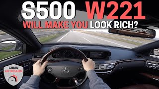 Mercedes S500 387 HP W221  ACCELERATION No Speed Limit POV Autobahn [upl. by Dworman]