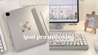 ipad pro 129”  apple pencil unboxing ♡𓈒  aesthetic ipad accessories and decor 📦 [upl. by Farah691]