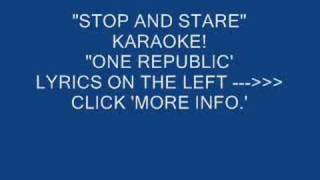 STOP AND STARE KARAOKE ONE REPUBLIC [upl. by Sunev]