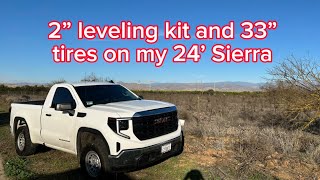 2 inch leveling kit and 33 inch tires on my 2024 Single Cab Sierra [upl. by Anatsirhc586]