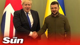 Prime Minister Boris Johnson meets with Ukraines Zelensky in Kyiv [upl. by Schild]