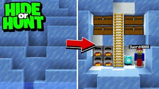 Secret ICE MOUNTAIN Base in Minecraft Hide Or Hunt [upl. by Noynek]