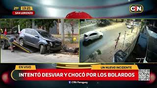 Destruyó su vehículo por los bolardos en San Lorenzo [upl. by Pantin]