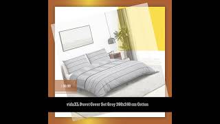 vidaXL Duvet Cover Set Grey 260x240 cm Cotton [upl. by Apple586]