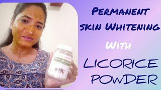 Permanent Skin Whitening with LICORICE POWDER at home  LICORICE  MULETHI face mask [upl. by Asilehc]