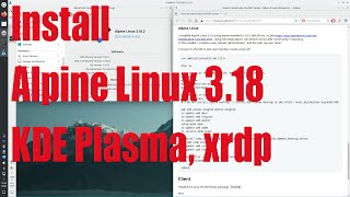 Install Alpine Linux 318 KDE Plasma xrdp in QEMU VM tutorial  August 2023  bec33329 [upl. by Christoph839]