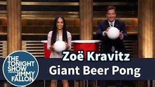 Giant Beer Pong with Zoë Kravitz [upl. by Yrffej]