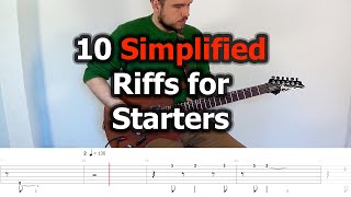 10 SIMPLIFIED Guitar Riffs for Beginners amp Starters with Tabs [upl. by Klapp]