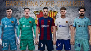 FC Barcelona New Season Kits 20232024 PES 20212020 Sider Forma Yaması pes2021 barcelona kits [upl. by Kameko]