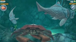 Hungry Shark Evolution Big Daddy Dunkleosteus Defeating Giant Red Crab [upl. by Corvin533]