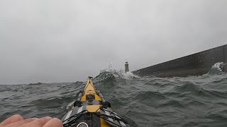 Sea Kayaking in Clapotis Conditions and Surf off Tynemouth Sept 2023 [upl. by Yngiram]