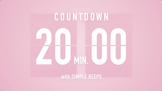 20 Min Countdown Flip Clock Timer  Simple Beeps 🌸🔔 [upl. by Nitsirc620]