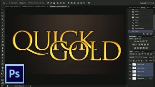 Photoshop Tutorial  Gold Text easy and simple  By littleldeashop [upl. by Thirzi]