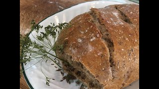 No Knead Whole PLant Based German Caraway Seed Rye Mix Bread [upl. by Attelliw]