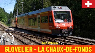 Cab Ride Glovelier  La ChauxdeFonds Jura Railways Switzerland train drivers view in 4K [upl. by Weisbart]