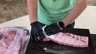 Trimming Pork Spare Ribs into St Louis Style Ribs part 1 [upl. by Mahgirb]