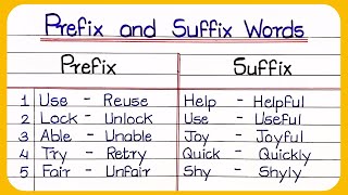 Prefix and Suffix in english  Suffix and Prefix  Suffix words  Prefix words  Suffix word [upl. by Beulah]