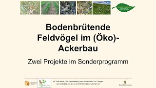 Bodenbrütende Feldvögel im ÖkoAckerbau Walter LTZ und Schlindwein Universität Tübingen [upl. by Chellman]