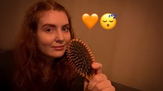 ASMR doing your makeup  brush tweezers handsounds 🧡😴 [upl. by Lazos]