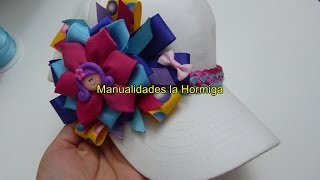 caps with bows and flowers Como decorar gorras infantiles con moños de cinta [upl. by Ades]