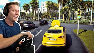 Taxi Life A City Driving Simulator  Part 2  Playing with a Wheel Setup [upl. by Read]