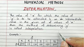 Interpolation  Numerical Methods [upl. by Julietta]