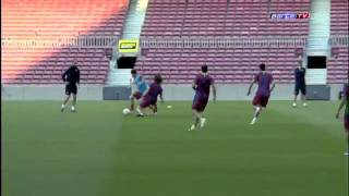 Messi beat Puyol  Training 23511 [upl. by Araet]