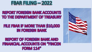 How to File FBAR FinCEN Form 114  How do I report a foreign bank account s on my tax return 2022 [upl. by Oiraved]