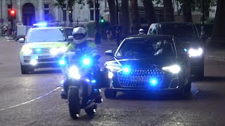 UK Prime Minister Keir Starmer escorted by the Metropolitan Police SEG Special Escort Group [upl. by Acinomal]