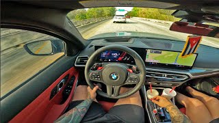 2024 BMW M3 Competition xDrive POV Highway Drive  Launch Control  700 hp Is insane [upl. by Yellhsa]