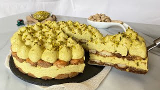 TIRAMISÙ al pistacchio con pasta di pistacchio fatta in casa  SENZA FORNO E SENZA UOVA [upl. by Winther]