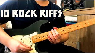 10 EASY ROCK GUITAR RIFFS FOR BEGINNERS WITH TABS [upl. by Ellehcit]