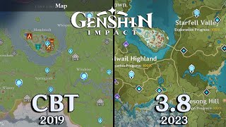 Genshin Impact Map Evolution From CBT 2019 To Version 38 2023 Latest Version [upl. by Worra]